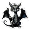 PopArt Cute Black Dragon Sticker Decal