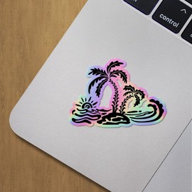 Holographic Decal Stickers of Palm and Sun Premium Waterproof Vinyl Decal Stickers for Laptop Phone Accessory Helmet Car Window Mug Tuber Cup Door Wall Decoration ANDVER359420bHO