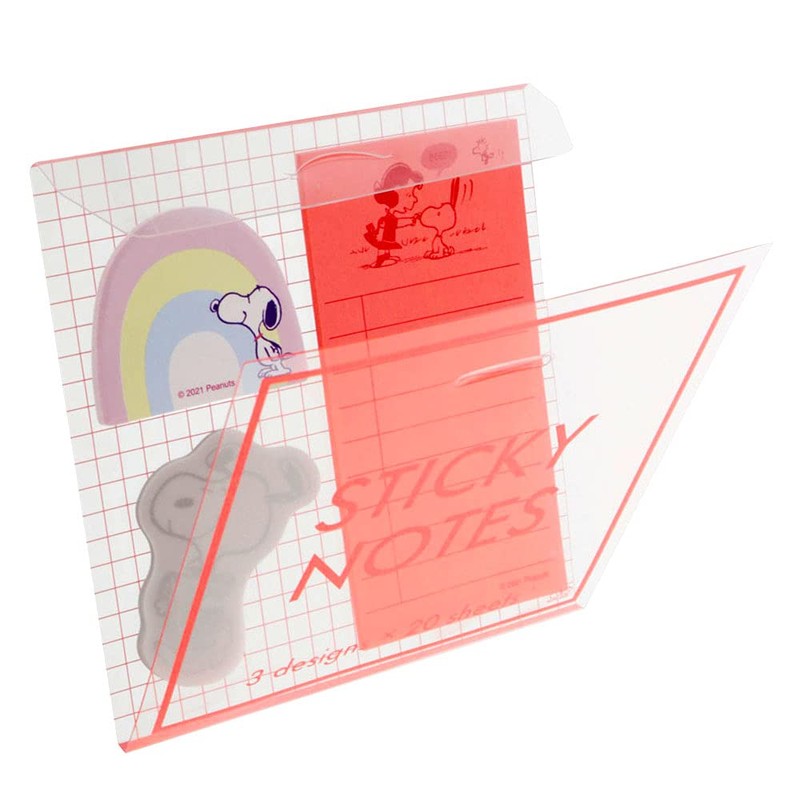 Sunstar Stationery S2831589 Snoopy Sticky Notes, Clear Case, Glitter With,