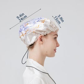 LONGDON HOMEONE Gorros de ducha para mujer, 6 piezas, gorros de baño elásticos y reutilizables con cordón ajustable, gorro de pelo con doble capa impermeable, gorro de baño no sensible para hombres. (Cebra)