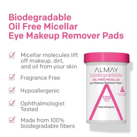 Almay Biodegradable Makeup Remover Pads, Micellar Gentle, Hypoallergenic