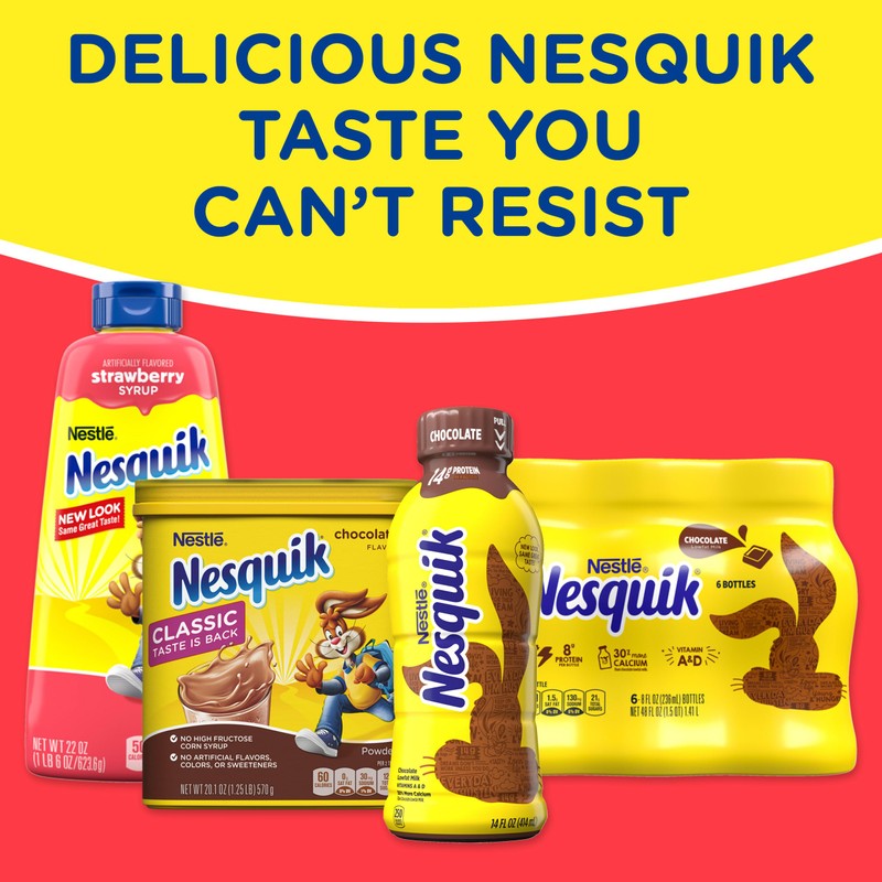 Nesquik Strawberry Flavor Powder Drink Mix Canister 18.7 oz