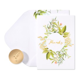 Papyrus Thank You Cards with Envelopes, Simple Leaf (14-Count)