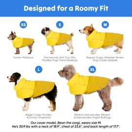 LOWRIDER Dog Raincoat- Adjustable Waterproof, Windproof, and Lightweight All Weather Rain Jacket and Poncho with Reflective Stripes, Yellow (X-Small)