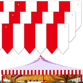 3Pcs Circus Theme Party Decorations, White & Red Striped Circus Awning Decor Carnival Decorations Hanging Banners Circus Tent Decor, Plastic Circus Cover Holiday Decors for Carnival Party Supplies