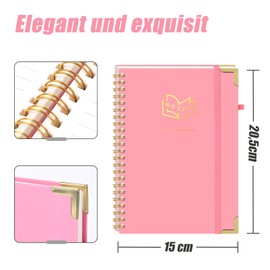HAKACC A5 College Pad Ruled 80 Sheets/160 Pages A5 Notepad PVC Hard Cover 15 x 20.5 cm - Pink