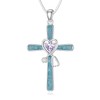 Flpruy Stethoscope Cross Necklace with June Light Violet Heart Birthstone 925 Sterling Silver Turquoise Doctor Nurse Pendant RN Registered Graduation Nurse Jewelry Gifts for Women