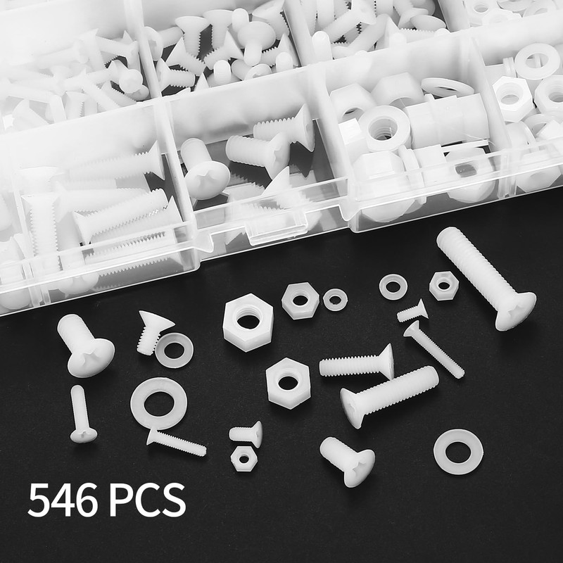 M2.5 M3 M4 M5 M6 White Nylon Bolts and Nuts