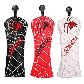 Golf Head Cover Driver Cover Wood FW Cover Utility UT Cover with Conversion Dug Spiders Spider Single (Wood FW Black)