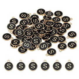 PATIKIL Letter Charm S, 60Pcs Double Sided Alphabet Initial Charm Pendants Beads Enamel Charm for Bracelet Necklace Earring DIY Jewelry Making, Black
