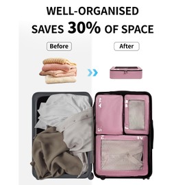 ECOHUB Packing Cubes 7 Set Tear-Resistant Packing Cubes Travel Organizer with ID Tag for Carry On Luggage Machine Washable Suitcase Organizer Bags Compression Travel Cubes(Pink)
