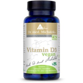 Vegan Vitamin D3 Dr. Michalzik - 1000 I.U - Important Sun Vitamin - 120 Capsules - No Additives - by BIOTIKON®
