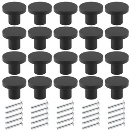 APACALI Pack of 20 Cabinet Knobs, Black, Aluminium Alloy Furniture Knobs, Round Door Handles, Furniture Knobs, Black, Round Cabinet Knobs for Cupboard, Wardrobe