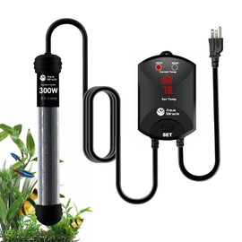 AquaMiracle 300W Small Aquarium Heater Fish Heater, Super Compact Fish Tank Heater Turtle Tank Heater for 40-60 Gal Tanks, with Dual LED Display, Dry-Run/Overheating Protection & Memory Function