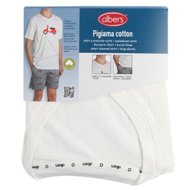 alber's Mens Summer Pyjamas 2 Piece Set Short Sleeve Top and Matching Shorts Elastic Cotton, Pattern 1, M