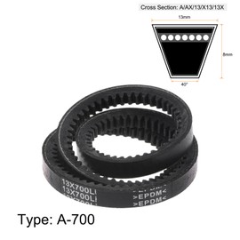 sourcing map AX27.1/2 (13 x 700Li) Serrated V-Belts AX Section Drive Raw Edge Belt 700 mm Inner Circumference EPDM for Power Transmission Pack of 2