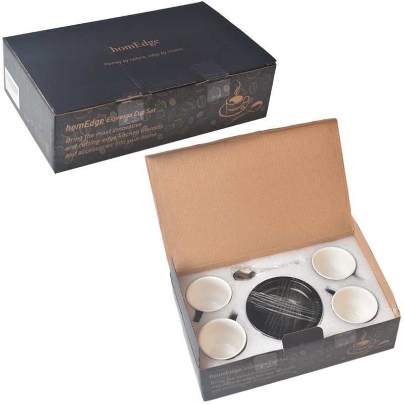 homEdge Premium Espresso Shot Cups and Saucers Set with Espresso