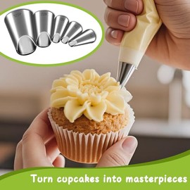 Suuker - Juego de 5 puntas de rosas, de acero inoxidable, puntas de decoración de pasteles, puntas de glaseado para cupcakes, pasteles, galletas y decoración (402L 402 79 80 81)