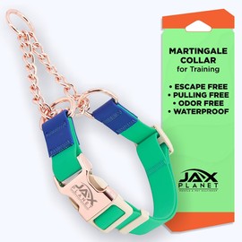 Jelly Waterproof Martingale Dog Collar, No Pull Nylon Collar with Alloy Metal Buckle & D-Ring for Outdoor Training and Walking, Anti Pull, Escape Free, One Time Adjustment - Turquoise & Blue, M