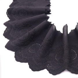 Eyelet Lace Trim 3 Yards Vintage Style Embroidery Cotton Lace Trim- 6 Color Options for Sewing Dresses,Costumes, Handkerchiefs, Home Decor (Black)