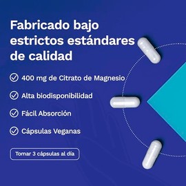Citrato de Magnesio Suplemento Esenciales Vitaminas NUTRAVIA | 90 Cápsulas, 400mg, para Mujer y Hombre, Alta Absorción, Sin OGM Magnesium Citrate Mine