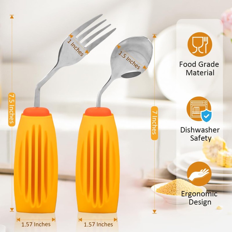 Thick Solid Weighted and Adaptive Cutlery Set, Non-Slip Dinner Spoon