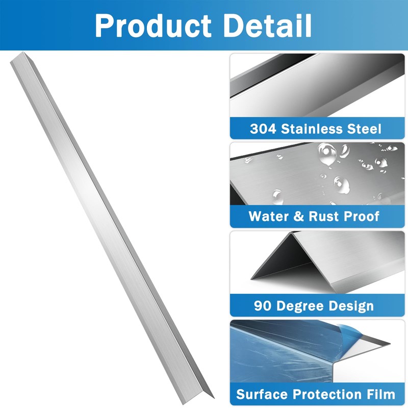 Fengone 6 Pack Stainless Steel Wall Corner Guard Metal Wall