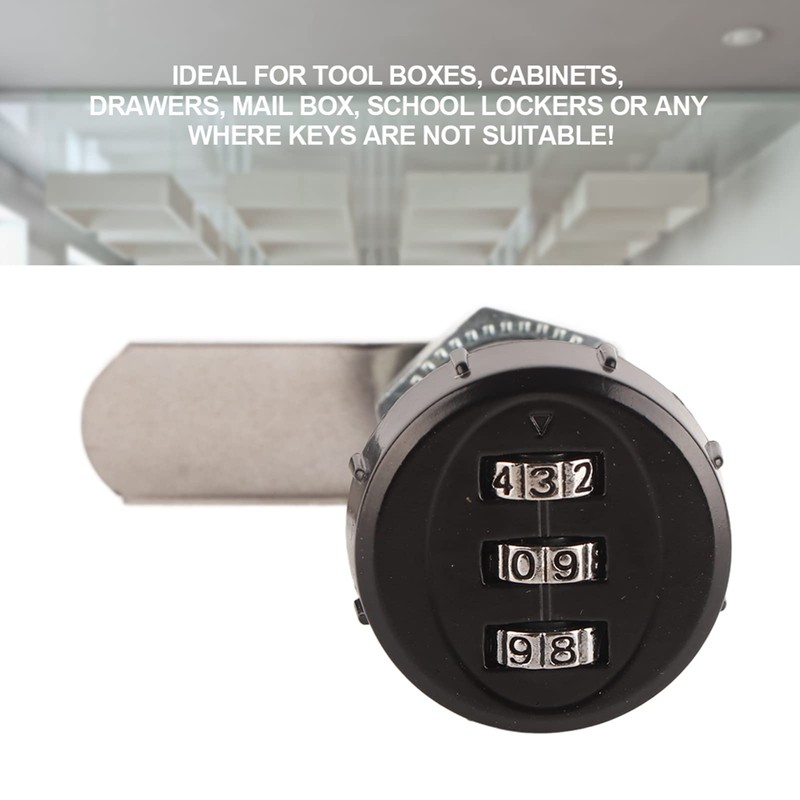 Drawer Wardrobe Mechanical Combination Lock 3 Digit Code Combination Silver