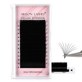 Arison Lashes Easy Fan Lashes, 0.10 C Curl, 17 mm Eyelash Extension Accessories, Volume Eyelash Extensions, Automatic Blooming Flower Eyelashes, Self-Fanning Russian Eyelashes