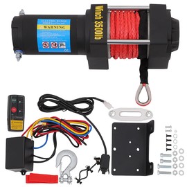 OCPTY Electric Winch 3500lbs 12V Synthetic Rope w/Wireless Remote ATV/UTV