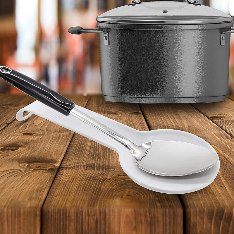 2 Spoon Rest White Red Plastic Spoon Rests for Kitchen