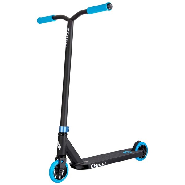 Chilli Base - Quality Freestyle Extreme Intermediate and Beginner Stunt Scooter for Ages 6+, 110 mm Wheels, HIC Compression System - Black/Blue