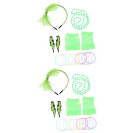 LIFKOME 2sets Neon Themed Party Costume Accessories for Women Lace Cloth Hairband Stylish Necklace Eye-catching Decor for Themed Parties and Photo Opportunities