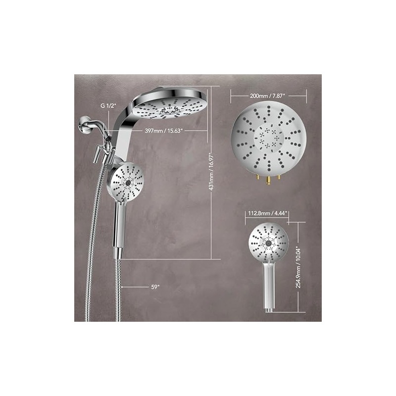 High Pressure Rain Showerhead Combo, 2026 Magnetic Shower Head Set