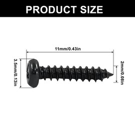 Murtenze 50Pcs Tuning Peg Tuning Key Screws, 11 x 2 mm Machine Heads Guitar Mounting Screws for Electric Acoustic Guitar Bass (Black 50 Pack)