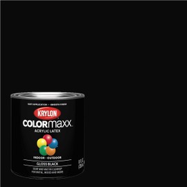 Krylon K05605007 COLORmaxx Acrylic Latex Brush On Paint for Indoor/Outdoor Use, ½ Pint, Gloss Black