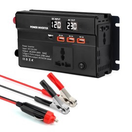 WODHMIEY 600W Kfz Wechselrichter 12V/24V auf 230V–Auto Spannungswandler mit 2 Steckdose, 3 USB, 1 Type-C, Schnellladung, Dual-LED-Display, für Camping, Reisen, Wohnmobil, LKW & Notfallstromversorgung