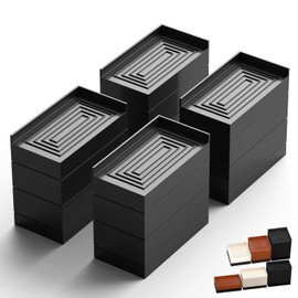 Furniture Risers, Tclouda Bed/Sofa/Desk/Table/Chair Leg/Fridge Lifts to 1.5, 3 and 4 in, Rectangle Adjustable Risers Blocks for Extenders, Heavy Duty Supports Up to 1300 Lbs, 4 in-Black-Rectangle