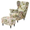 HAOYONG Stretch Wing Chair Cover Set Ottoman Slipcover 2 Pieces