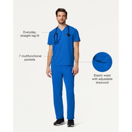 Jaanuu Rhodes Men's 7-Pocket Straight Leg Scrub Pant - Royal Blue XL