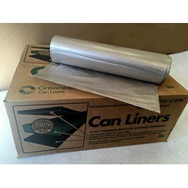 Green Core 70% Post Consumer Waste Heavy Duty.95 MIL, Plastic Waste Bags, Clear, 20-30 Gallon, (Case of 250)