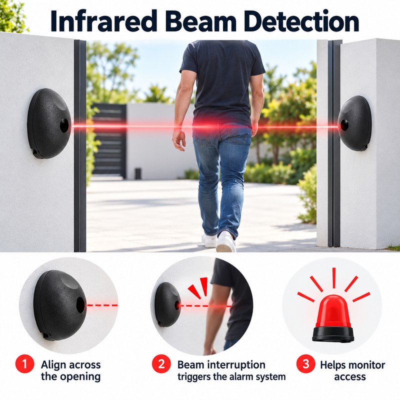 Single-Beam Infrared Sensor for Gates & Doors – Anti-Glare Outdoor