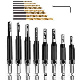 KAHEIGN 17 Pieces Hinge Drill Bit Set, Self-Centring Drill Bit Set, Self-Centring Hinge Drill Bit Set, HSS Drill, High Hardness for Hinges, Woodworking, Door, Window (5/64 - 1/4 Inch)