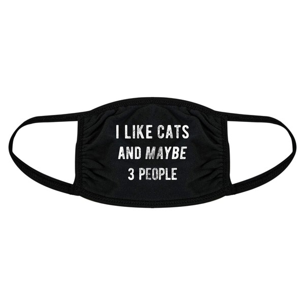I Like Cats And Maybe 3 People Face Mask Funny Pet Kitty Lover Nose And Mouth Covering Crazy Dog Novelty Masks For Cat Lovers With Introvert Sayings Soft Comfortable Funny Mask Black 2 Pack