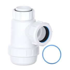 Shallow Bottle Trap 32mm 1-1/4" with Anti-Slip Ring, Space Saving 38mm Seal Kitchen Sink Waste Kit, BS EN2574-1 Compliant Urinal Bottle Sink Trap.