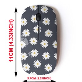 CJCBROES - mouse inalámbrico 2.4G con bonito diseño de patrón para todos los portátiles y computadoras de computadora con nano receptor, impresión de margaritas