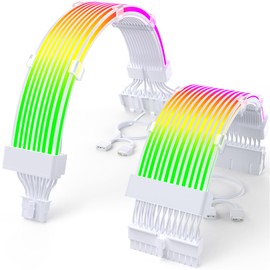 Sirlyr RGB 12VHPWR Cable Set,ARGB PSU Cable Extension of Soft LED Strip Include 24Pin Motherboard,16 Pin to 3×8 Pin GPU Power Supply Cables for PC Custom