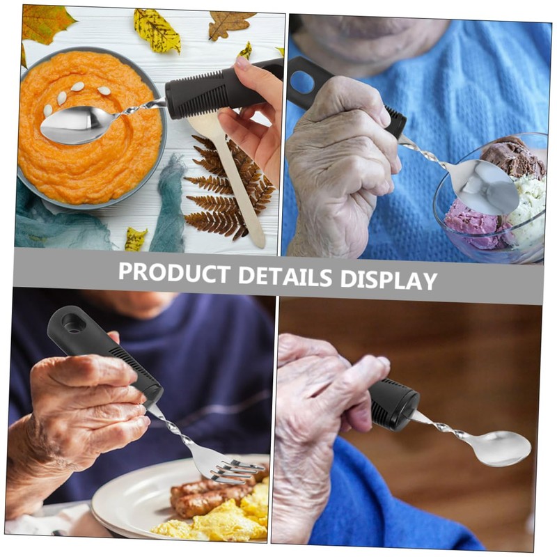 SHOWERORO 2 Sets Adaptive Utensils for Elderly Shaking Cutlery with