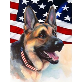 DEESAYG Diamond Painting American Flag and Police Dog Art Kits for Adults Embroidery Paintings DIY 5D Home Wall Decor-12x16inch(30x40cm)