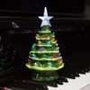 Tabletop Christmas Tree Ornament - 18.8cm Lighted Ceramic Christmas Tree
